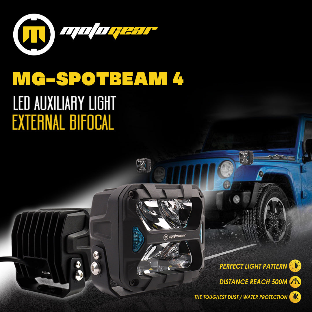 MOTOGEAR SPOTBEAM-4 4 Inch LED Spot Light | 7200 Lumens | OSRAM P9 LED Chip | 5700K White Light | Long Range Focused Beam | Universal Fit