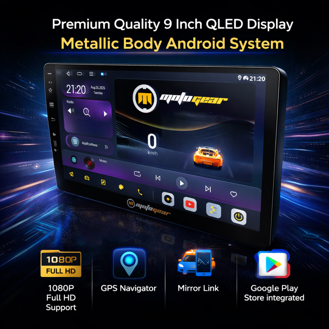 MOTOGEAR Storm Vibe-2 Pro 4GB RAM+64GB ROM 9 Inch QLED 4G Sim Support Car Android Player
