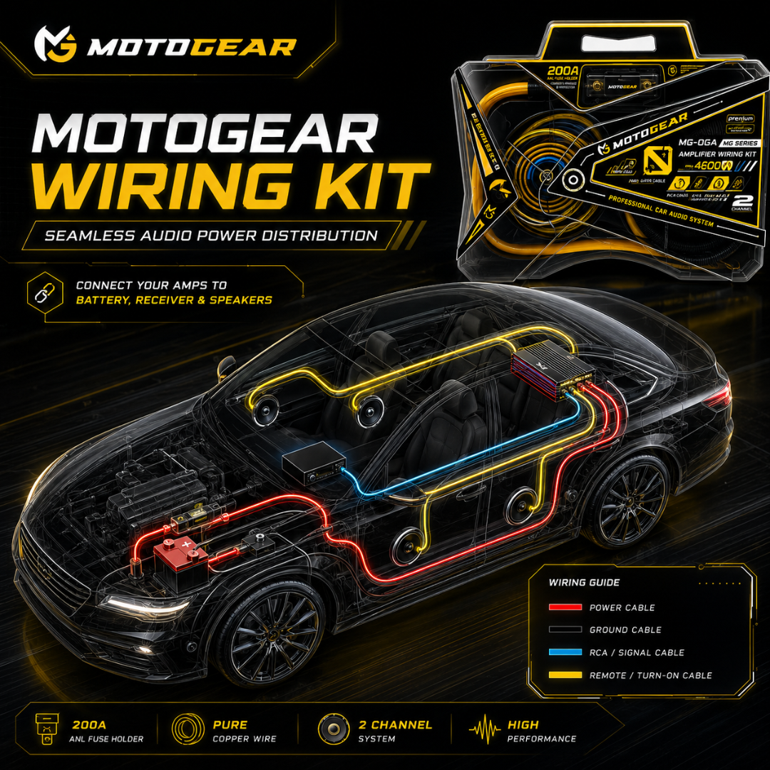 MOTOGEAR 0 Gauge 4600W Power Handling Amplifier Wiring Kit