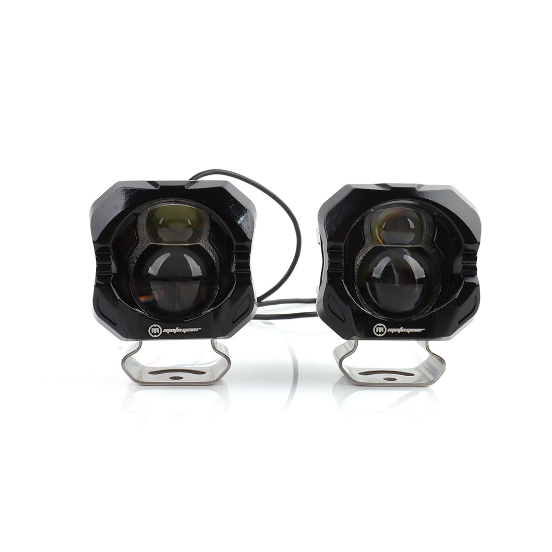 MOTOGEAR LUX01 3 Inch LED Auxiliary Fog Light | 90W Power | 5500K White Light | External Bifocal Lens | High-Low Beam | Waterproof Design | Universal Fit for Bikes & Cars(Pack of 2)