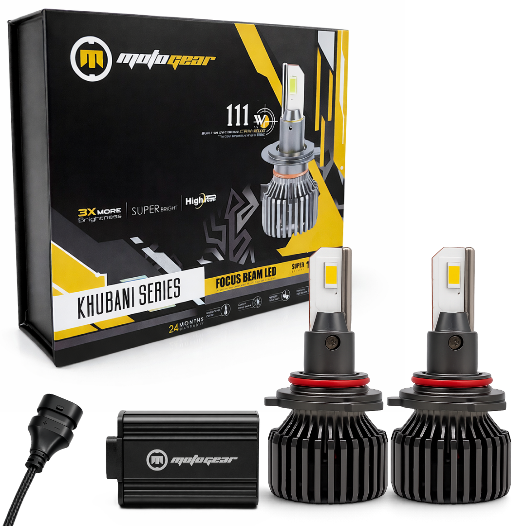 Motogear White 111 Watt 9006 Fitting LED Headlight Bulb | Waterproof & Dustproof | Universal For Car & Bike (Pack of 2)