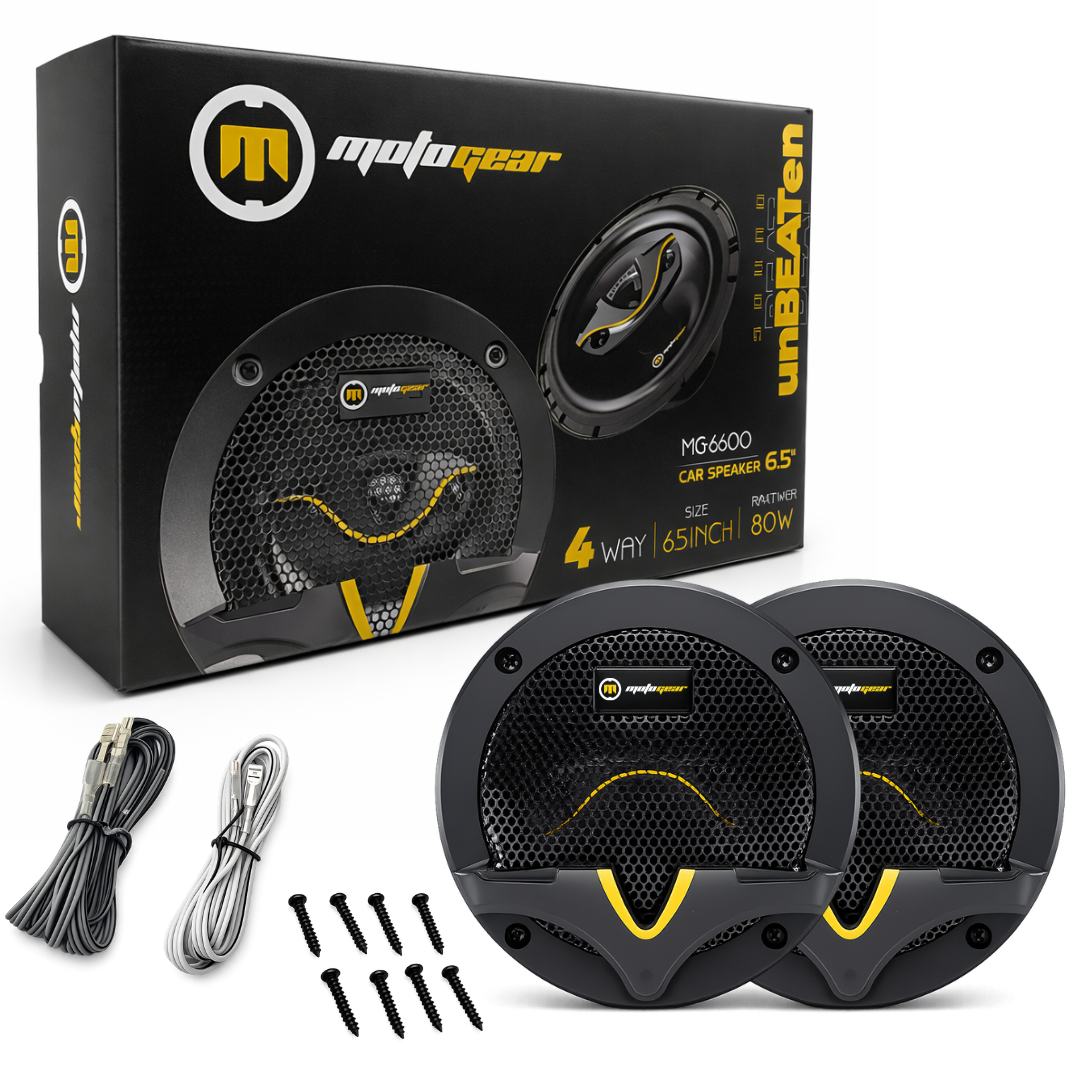 MotoGear 6.5 Inch 80W Max-40W RMS Power Car Door Speaker | High Performance | Universal Fit For All Cars ( Pack of 2)