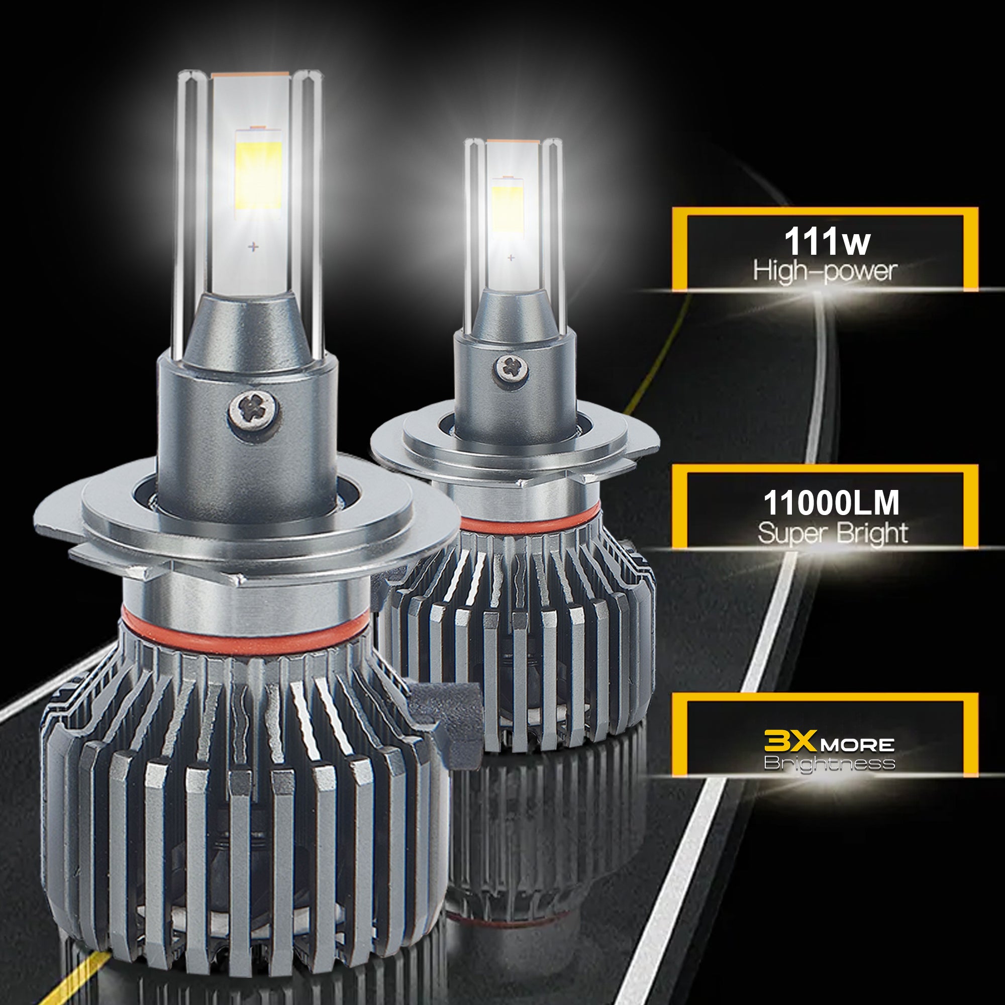 Motogear White 111 Watt H1 LED Headlight Bulb | Waterproof & Dustproof | Universal For Car & Bike (Pack of 2)