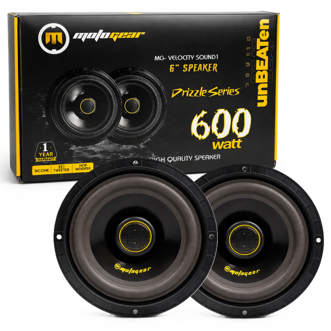 MotoGear 6 Inch 600W Max-50W RMS Power Car Door Speaker | High Performance | Universal Fit For All Cars ( Pack of 2)