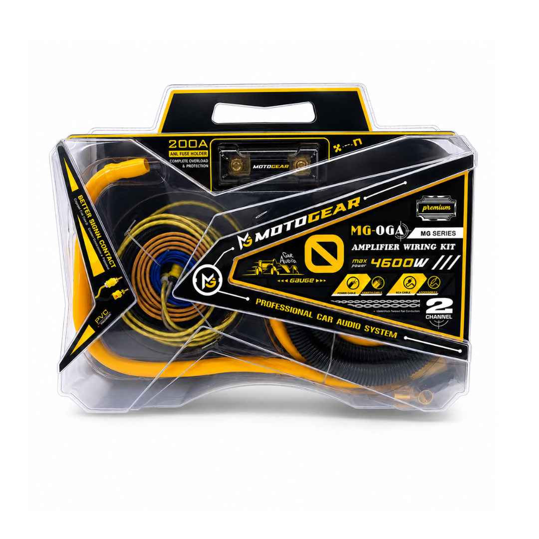 MOTOGEAR 4 Gauge Car Amplifier Wiring Kit | 3200W Power Handling | 100% Oxygen-Free Copper Cable | 100A ANL Fuse | Complete Audio Installation Kit