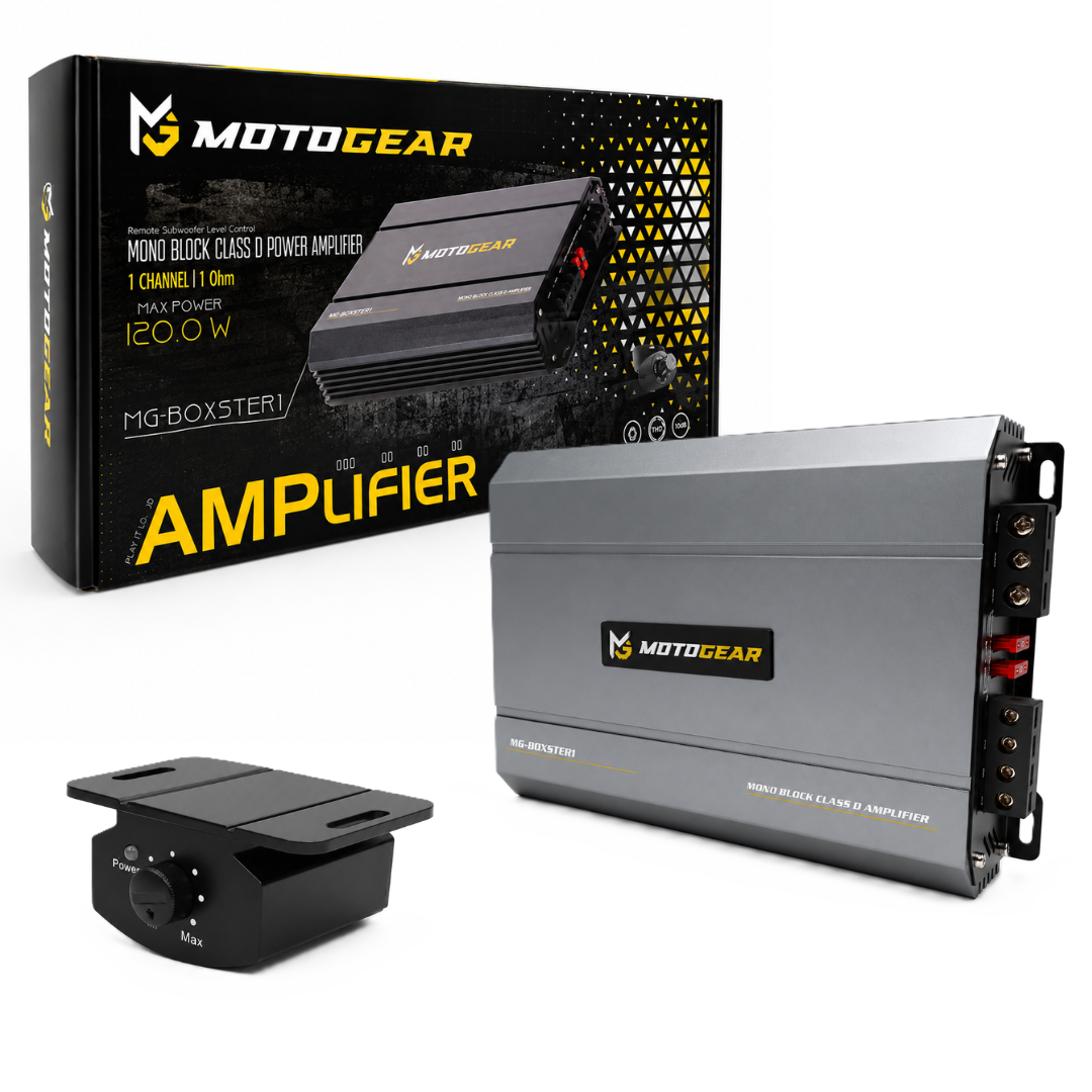 MOTOGEAR MG Boxster 1 Mono Block Class D Power Amplifier With 1x1200W RMS Power | Deep Bass Audio Output | Universal Fit For All Cars