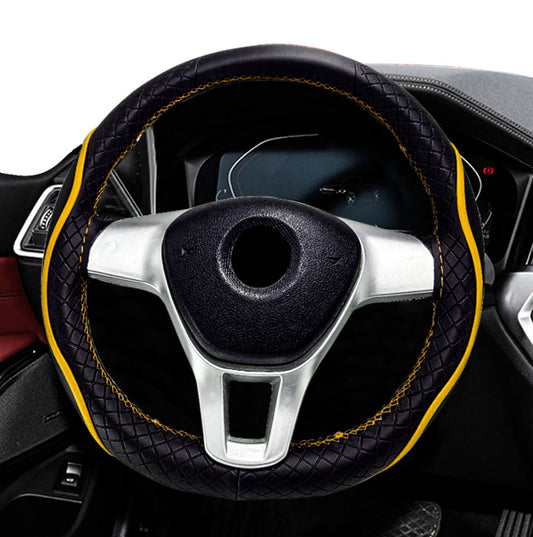The Tiger Spirit Black Leather Steering Wheel Cover – Universal Car Steering Grip