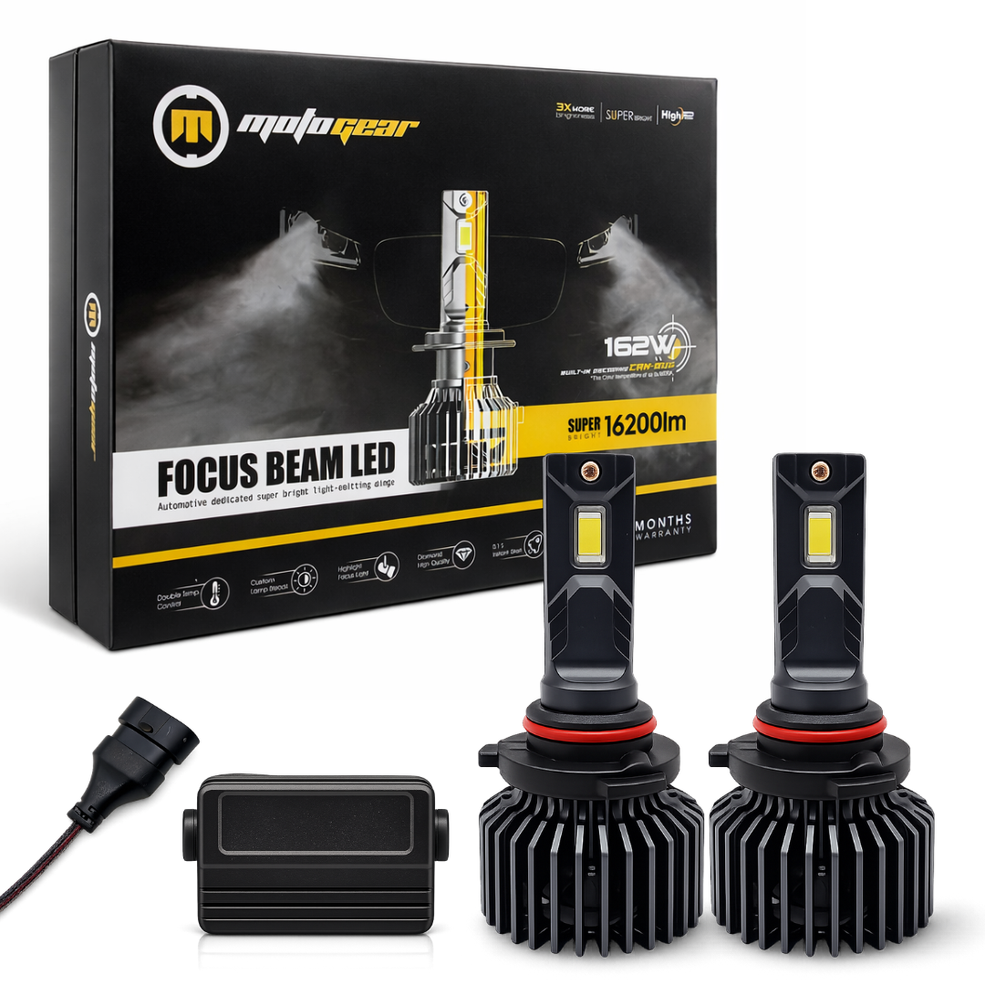 Motogear White 162 Watt 9005 Fitting LED Headlight Bulb | Waterproof & Dustproof | Universal For Car & Bike (Pack of 2)