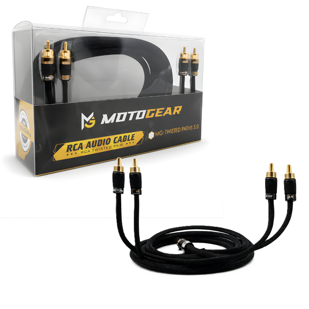 MOTOGEAR 5 Meter 2 Channel RCA Audio Cable | Full Copper Conductors | Universal Fit For TV, Amplifier & Speakers (Pack of 1)