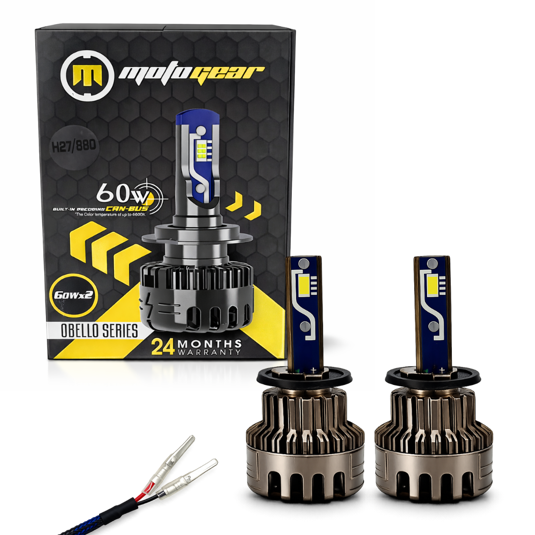 Motogear White 120 Watt H27/880 Fitting LED Headlight Bulb | Waterproof & Dustproof | Universal For Car & Bike (Pack of 2)