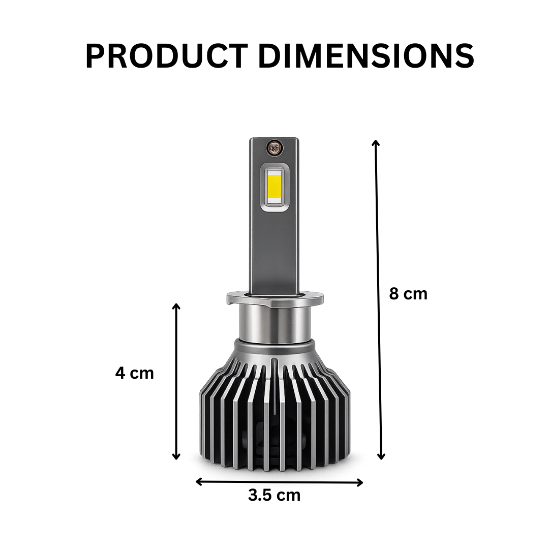 Motogear White 162 Watt H1 Fitting LED Headlight Bulb | Waterproof & Dustproof | Universal For Car & Bike (Pack of 2)