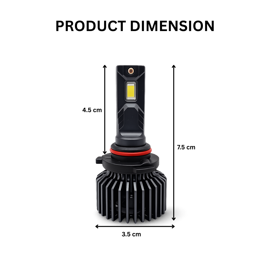 Motogear White 162 Watt 9005 Fitting LED Headlight Bulb | Waterproof & Dustproof | Universal For Car & Bike (Pack of 2)