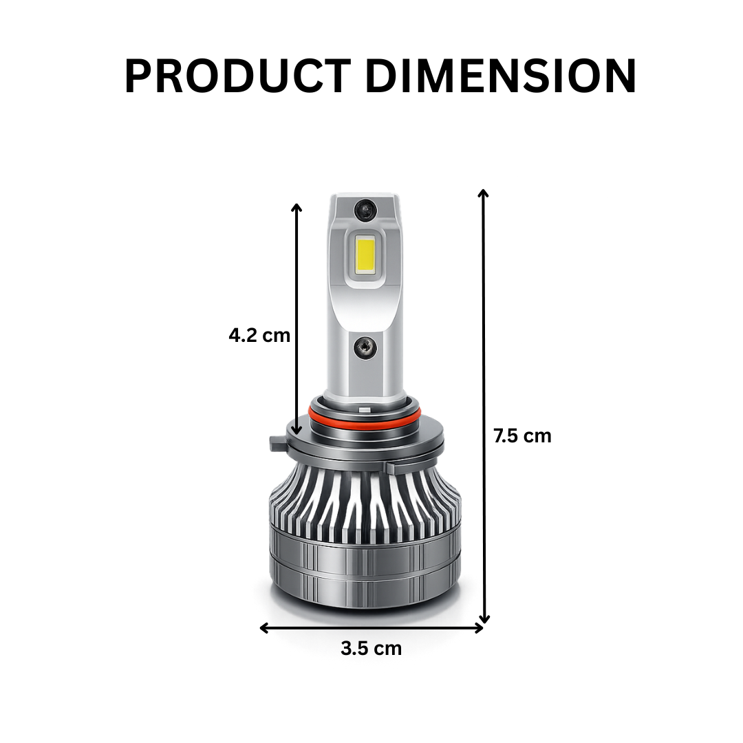 MotoGear White 199 Watt 9005 Fitting LED Headlight Bulb | Waterproof & Dustproof | Universal For Car & Bike (Pack of 2)