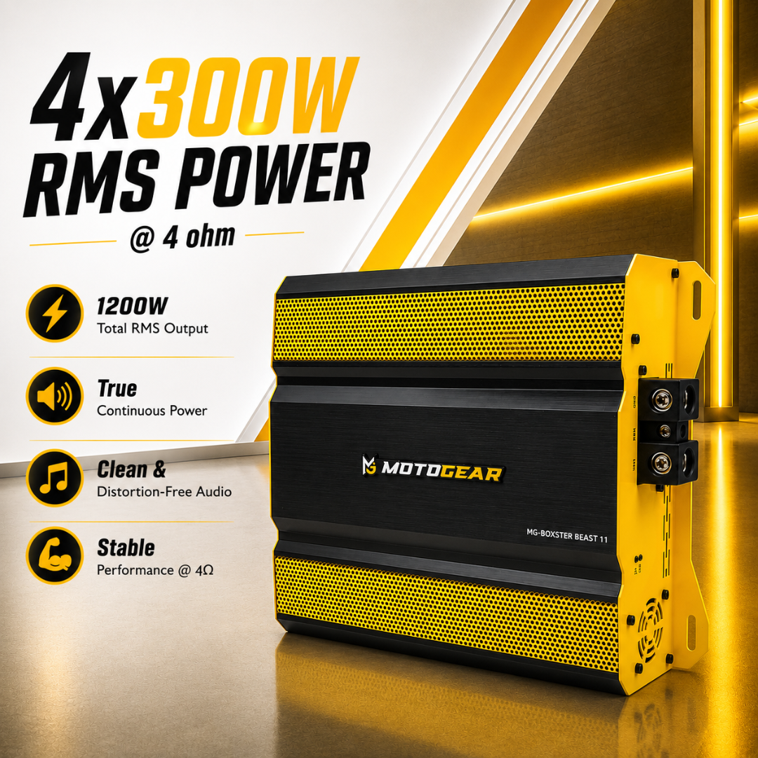 MOTOGEAR Boxster Beast 11 1200W RMS 4 Channel Class AB Power Amplifier