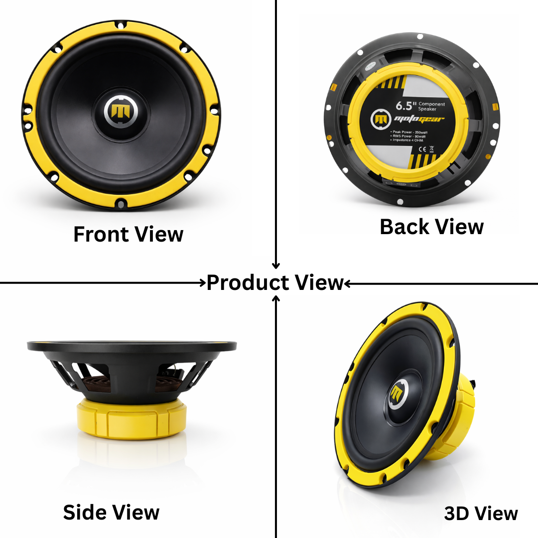 MotoGear 6.5 Inch 250W Max-80W RMS Power Car Door Component Speaker | High Performance | Universal Fit For All Cars ( Pack of 2)