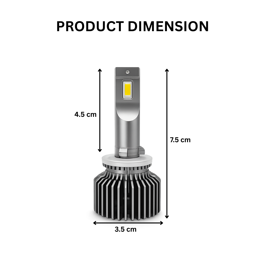 Motogear White 162 Watt H27/880 Fitting LED Headlight Bulb | Waterproof & Dustproof | Universal For Car & Bike (Pack of 2)