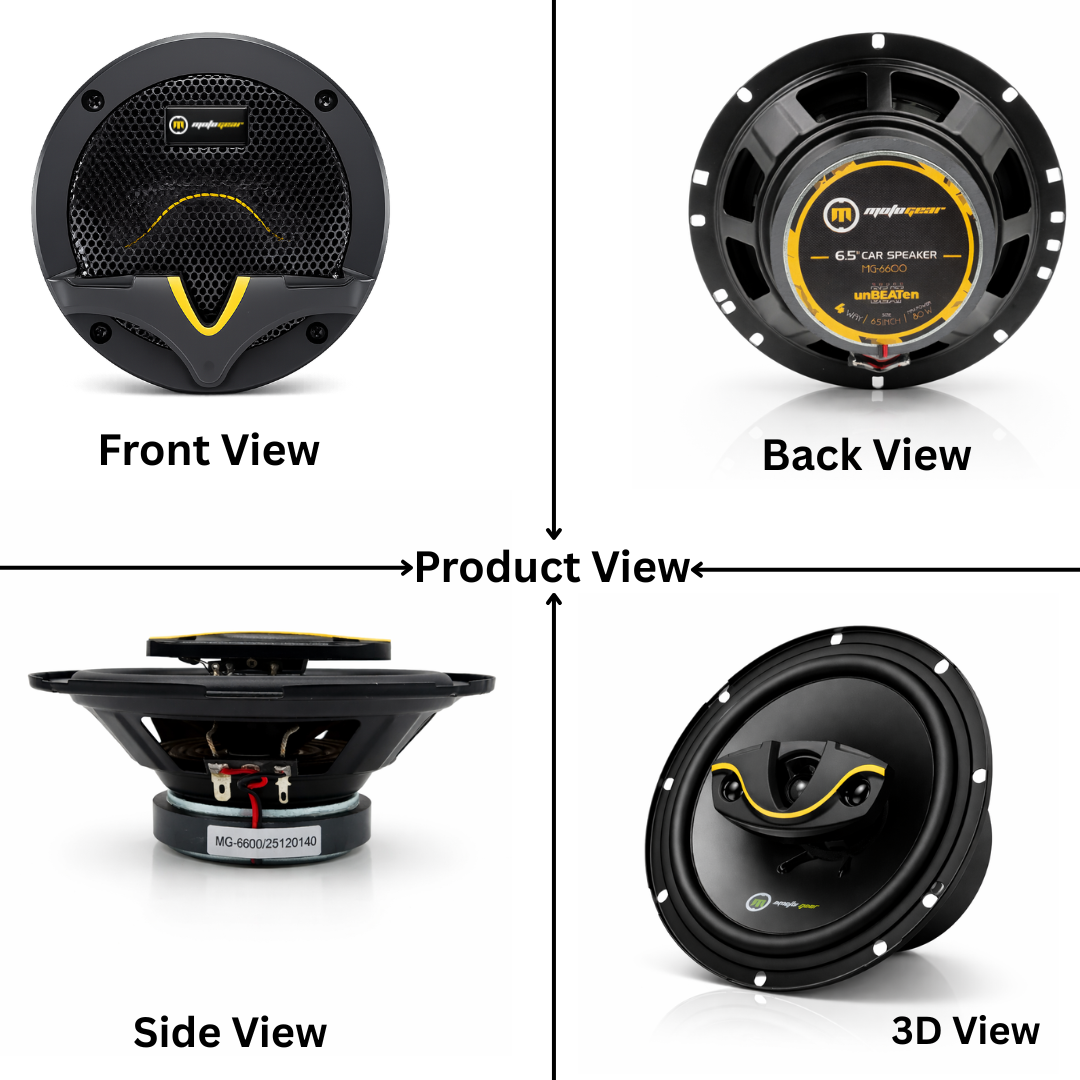 MotoGear 6.5 Inch 80W Max-40W RMS Power Car Door Speaker | High Performance | Universal Fit For All Cars ( Pack of 2)