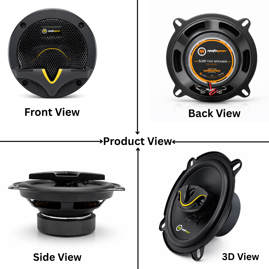 MOTOGEAR 5.25 Inch 60W Max-30W RMS Power Car Door Speaker | High Performance | Universal Fit For All Cars ( Pack of 2)