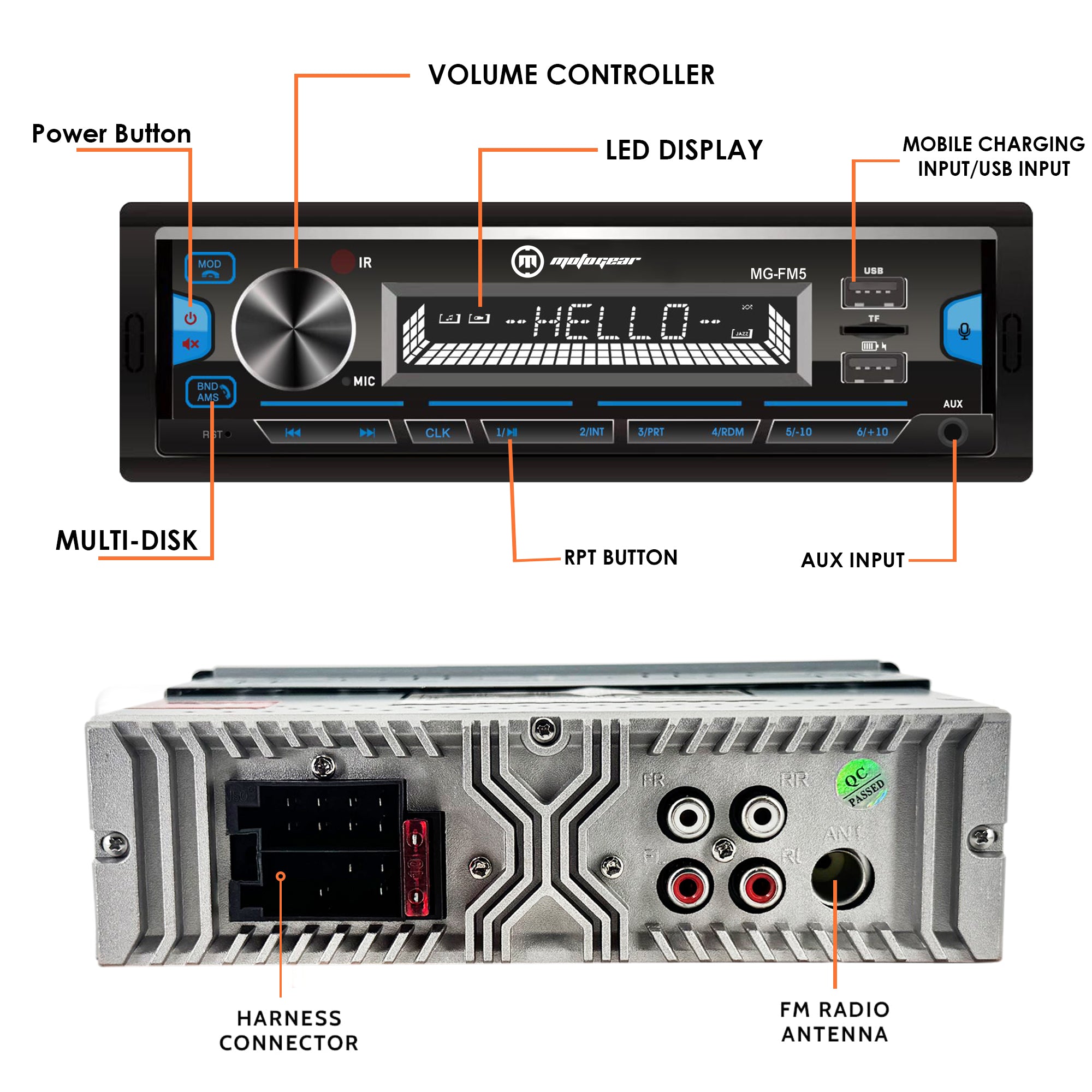 THE SIENA SERIES CAR FM STEREO AND USB PLAYER MG-FM 5