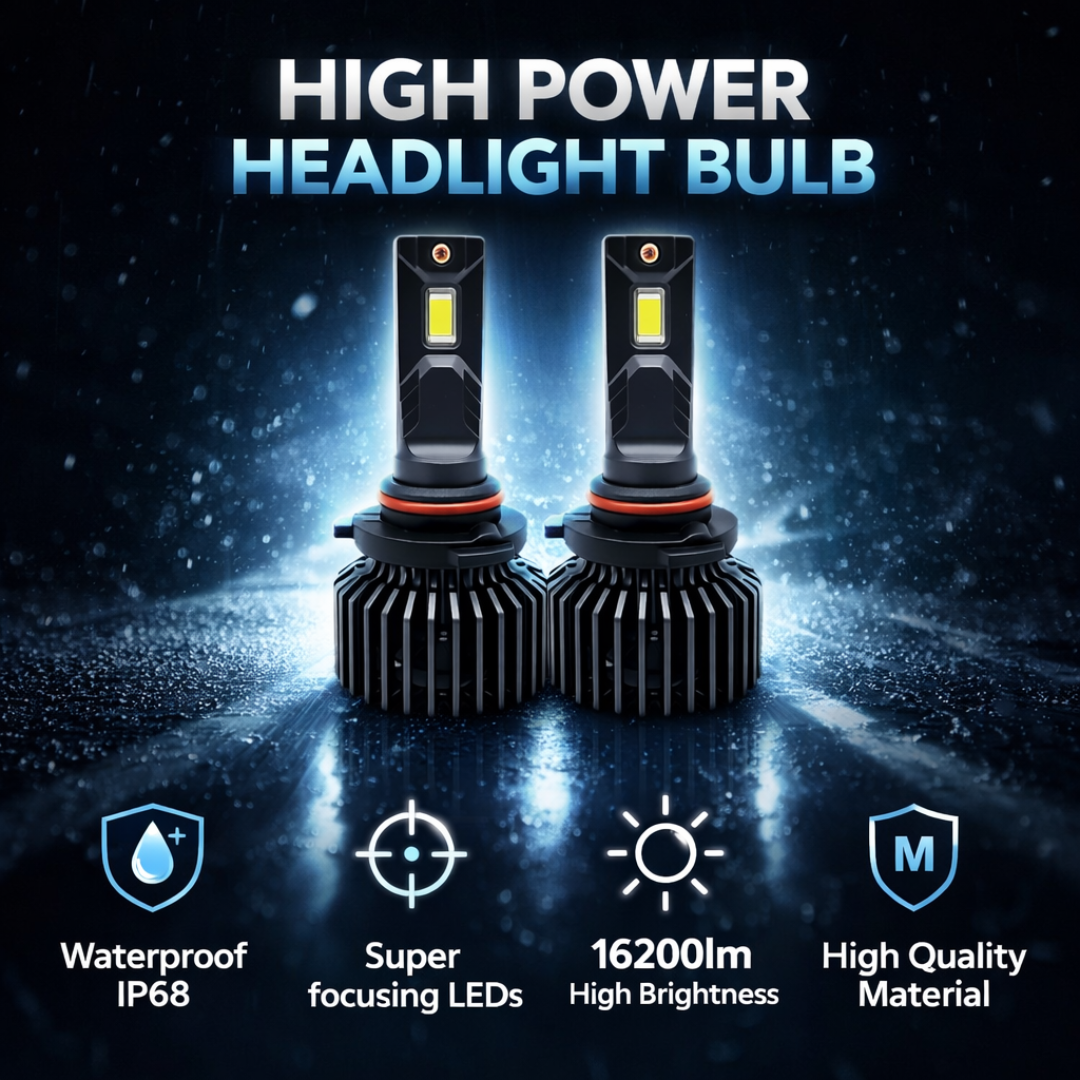 Motogear White 162 Watt 9005 Fitting LED Headlight Bulb | Waterproof & Dustproof | Universal For Car & Bike (Pack of 2)