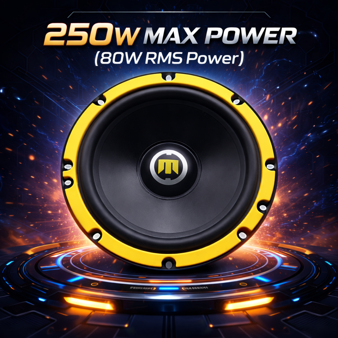 MotoGear 6.5 Inch 250W Max-80W RMS Power Car Door Component Speaker | High Performance | Universal Fit For All Cars ( Pack of 2)