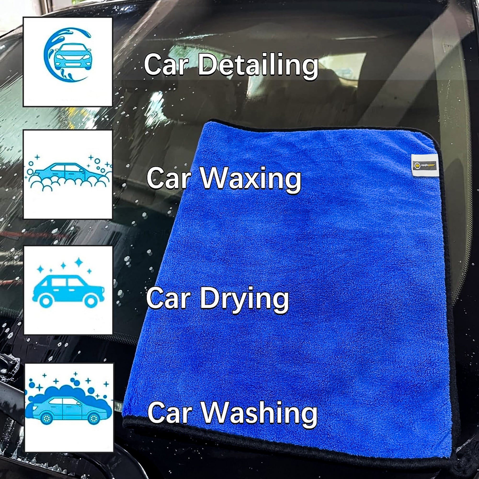 MOTOGEAR Premium Microfiber Cleaning Towel | 40 x 60 CM | Ultra Soft & High Absorbency Cloth | Scratch-Free Cleaning for Car, Glass & Home Surfaces