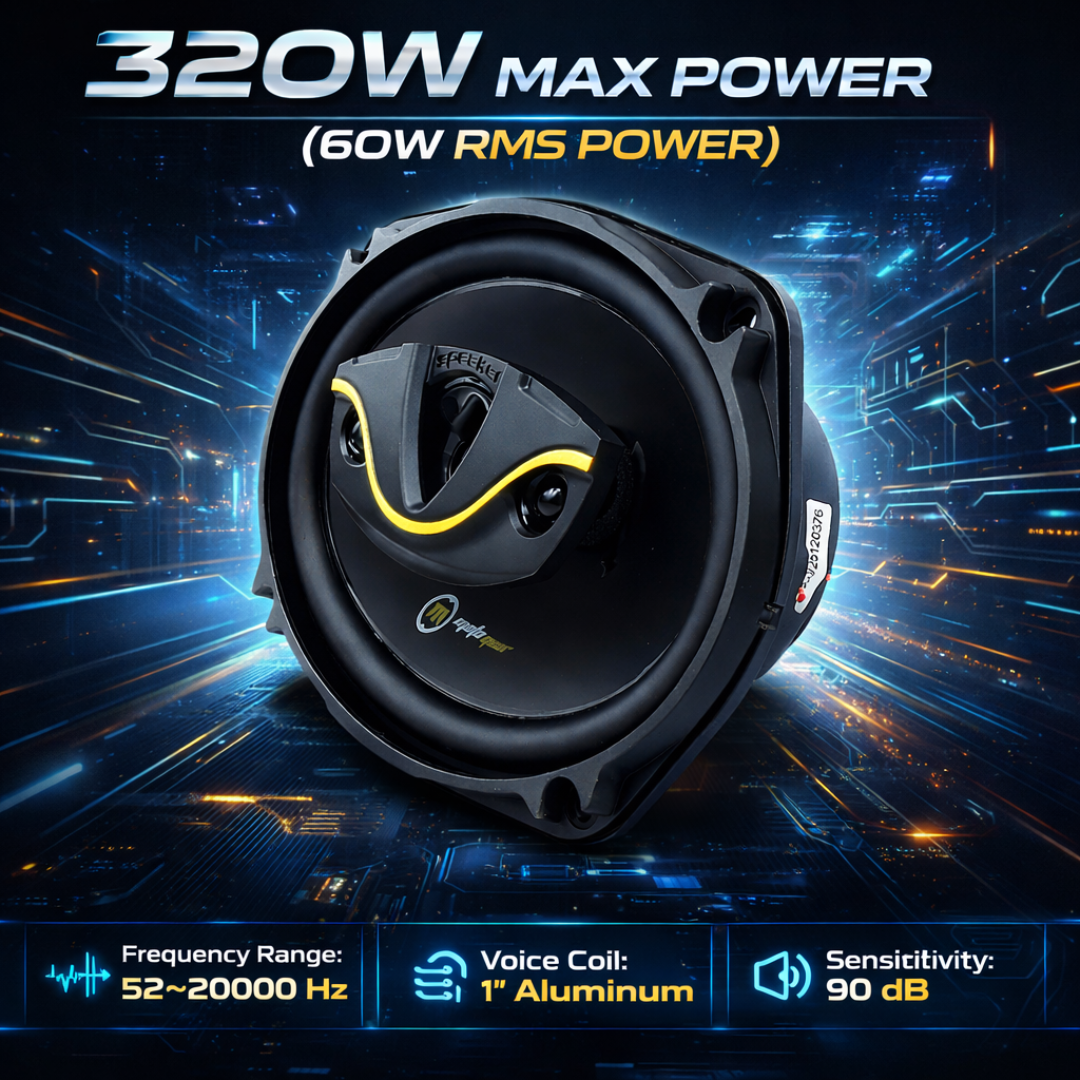 MotoGear 6x9 Inch 320W Max-60W RMS Power Car Door Speaker | High Performance | Universal Fit For All Cars ( Pack of 2)