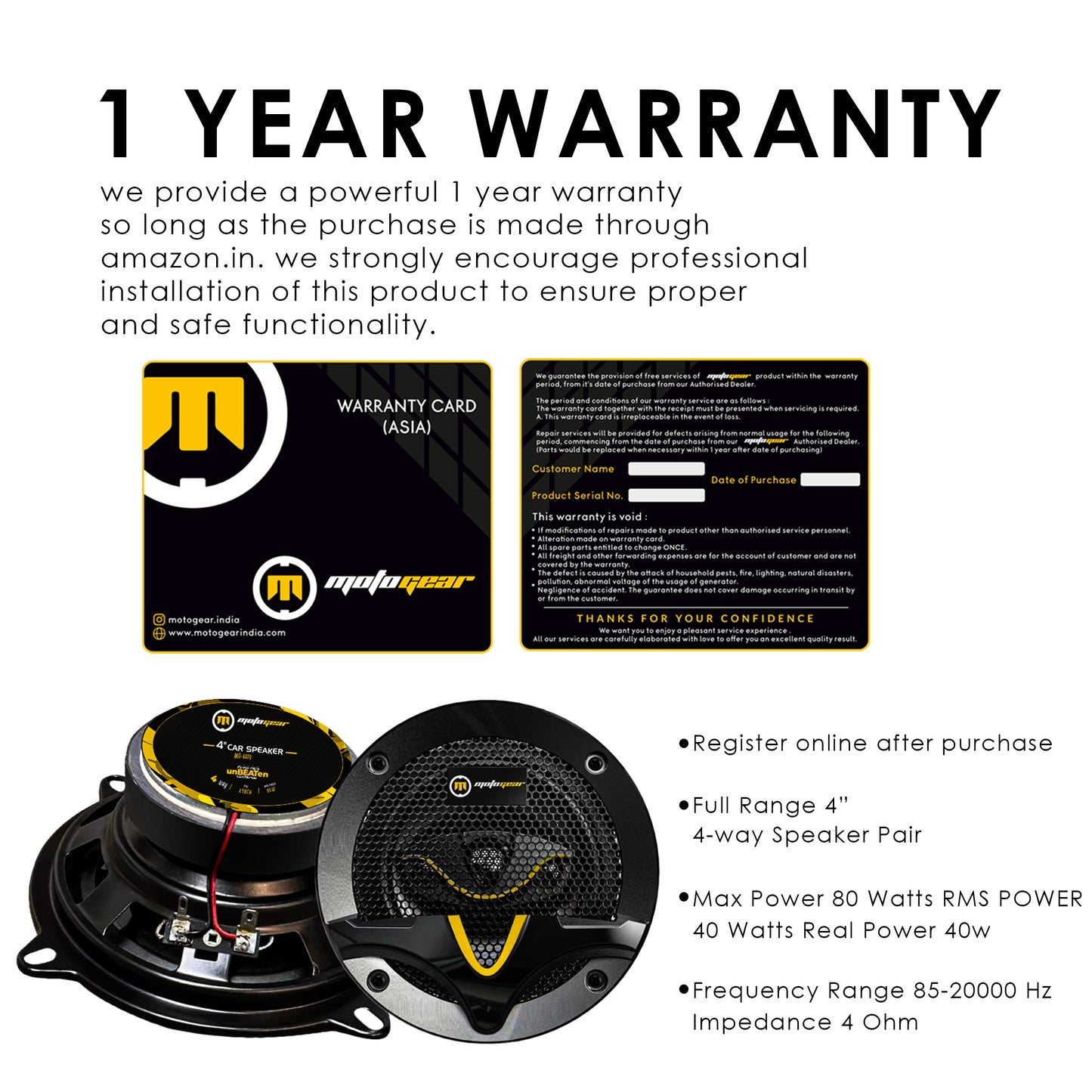 THE 4 INCH CAR DOOR 4 WAY SPEAKERS MG-4400 (PACK OF 2)