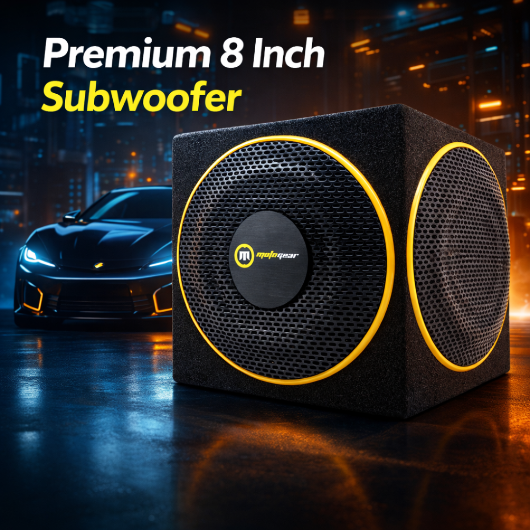 MOTOGEAR Hardrock-8 120W RMS 8 Inch Active Car Subwoofer