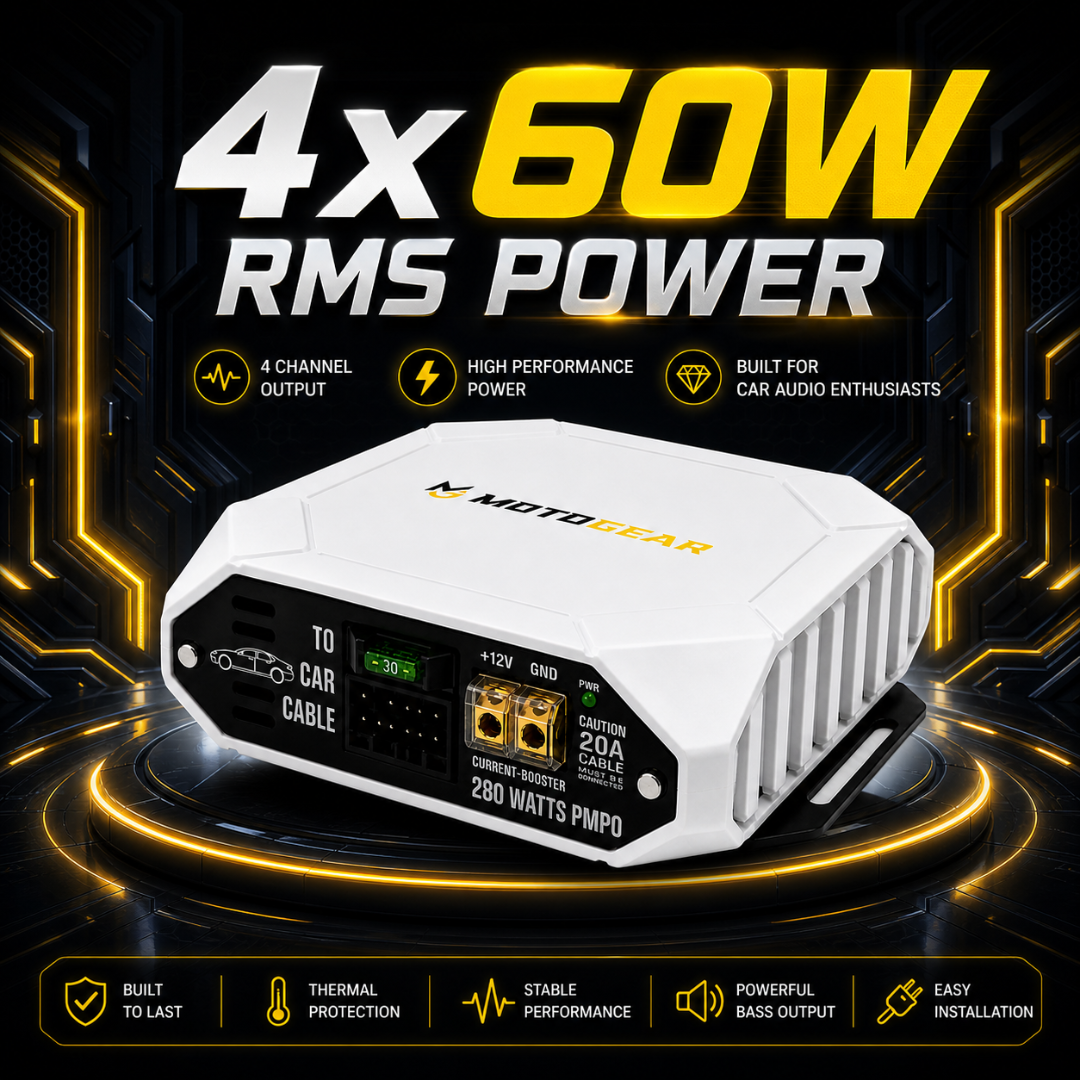 MOTOGEAR Boost-1 280W PMPO 4 Channel DSP Digital Car Amplifier For Head Unit