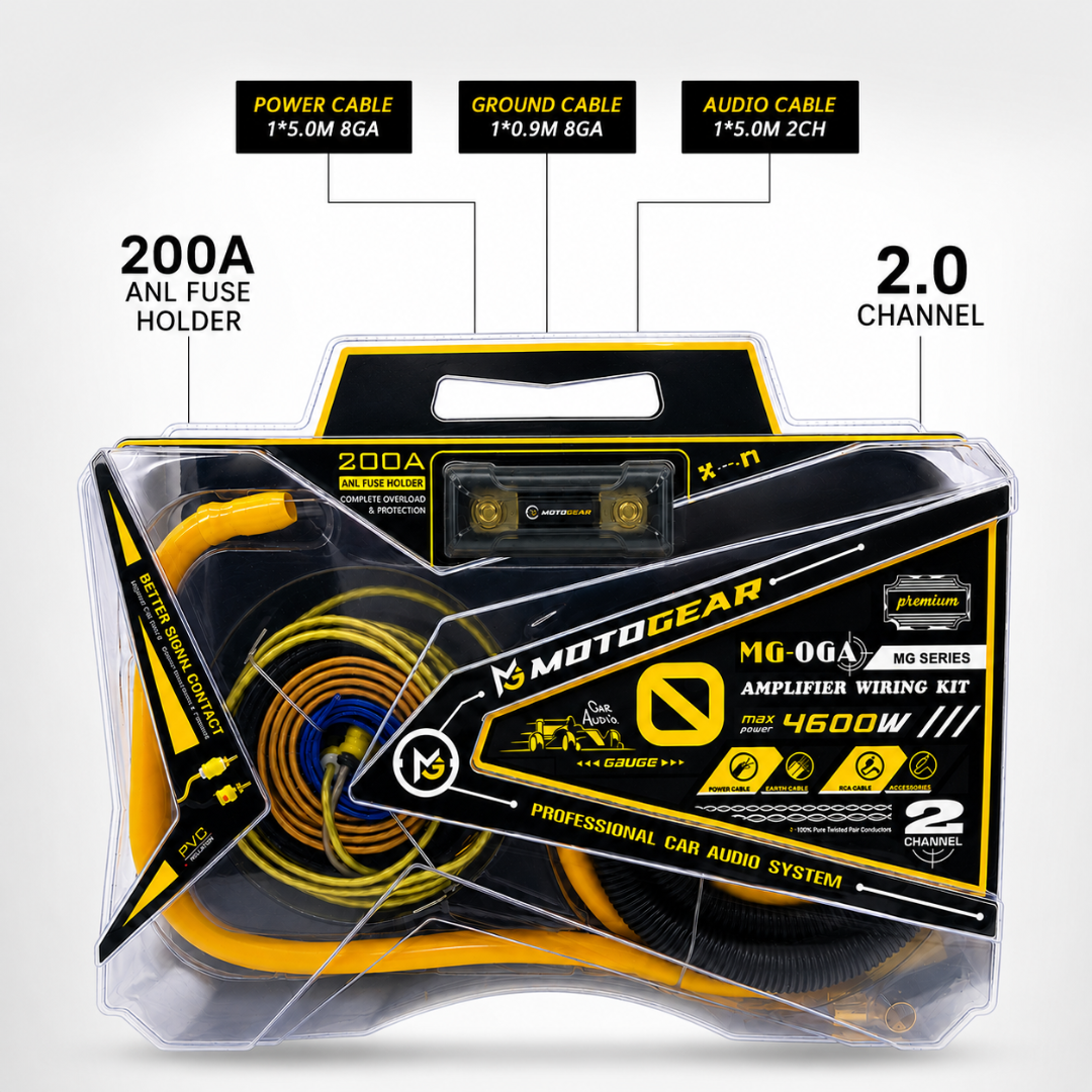 MOTOGEAR 0 Gauge 4600W Power Handling Amplifier Wiring Kit