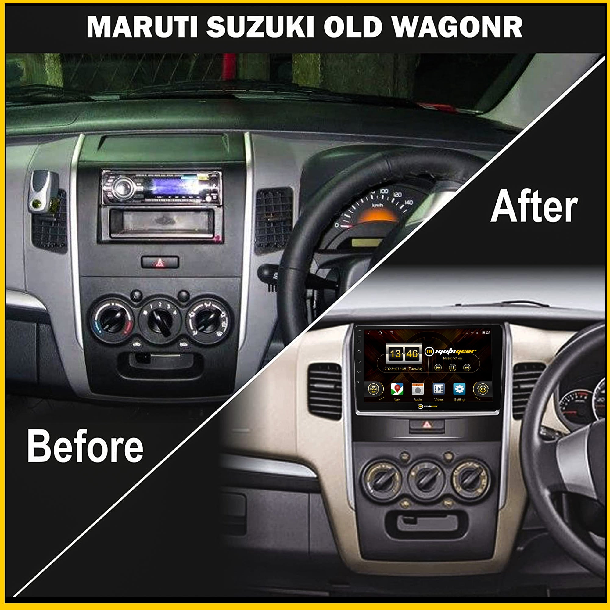 MOTOGEAR MG-OCEAN-11 Android Car Player | T5 Processor | 4GB RAM + 64GB ROM | 10 Inch IPS HD Display | Android Auto & Apple CarPlay | Dual Subwoofer Output