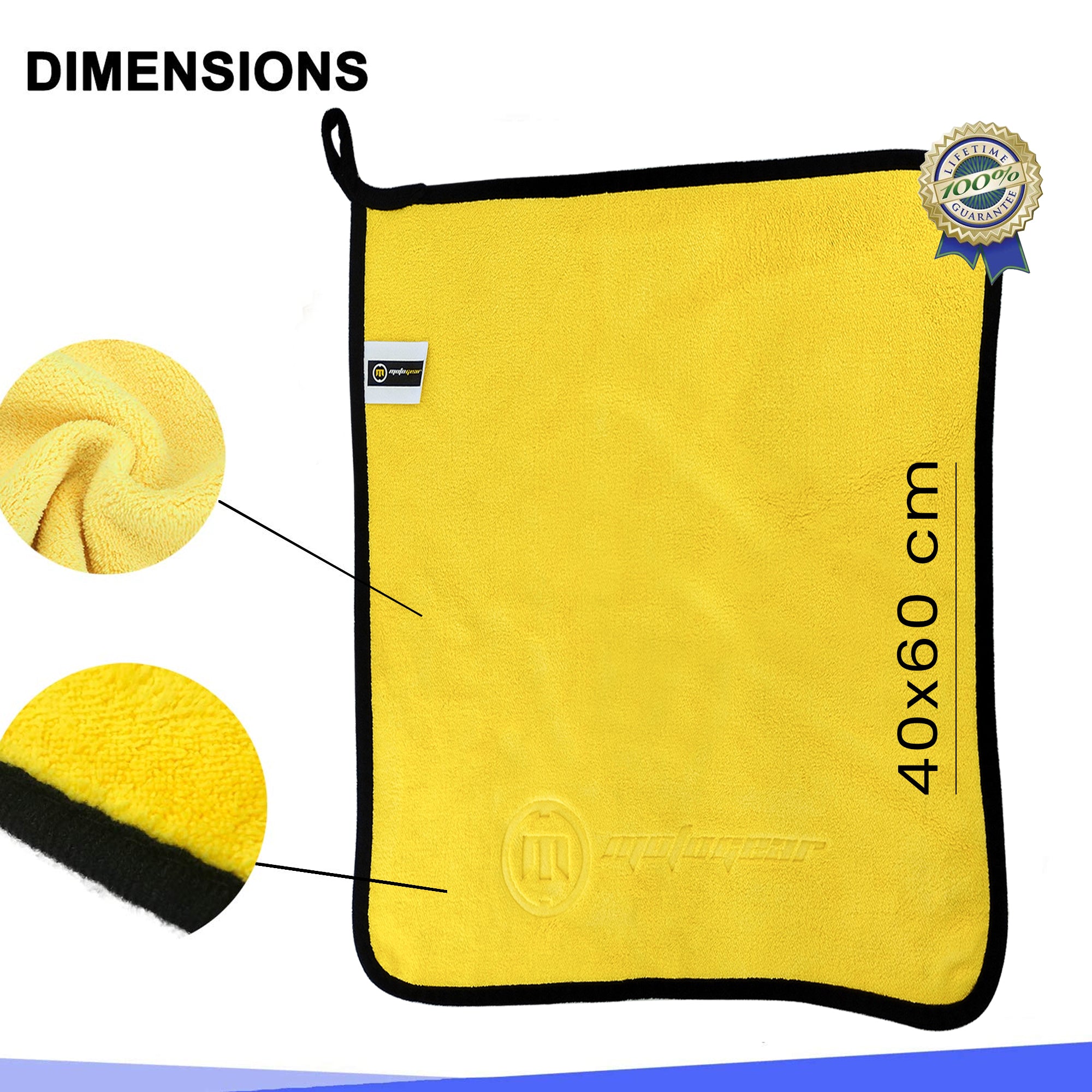 MOTOGEAR Yellow 40 x 60 CM Microfiber Cleaning Towel