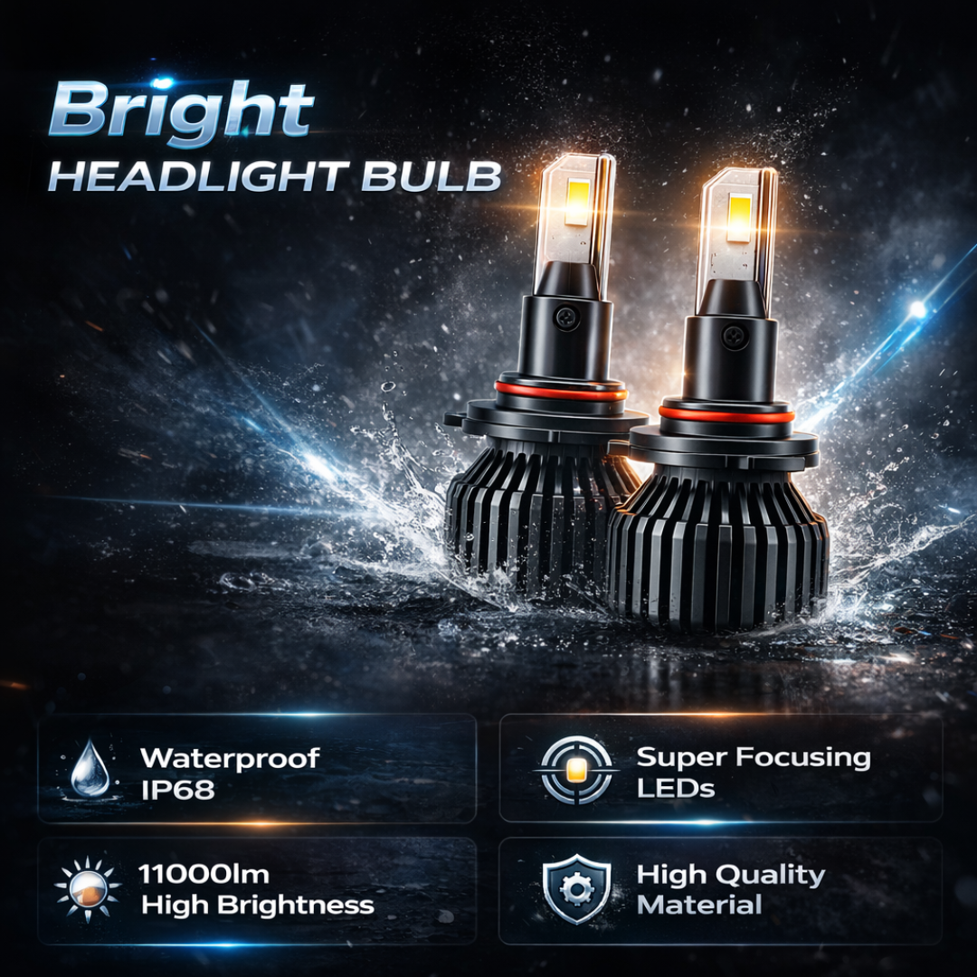 Motogear White 111 Watt 9005 Fitting LED Headlight Bulb | Waterproof & Dustproof | Universal For Car & Bike (Pack of 2)