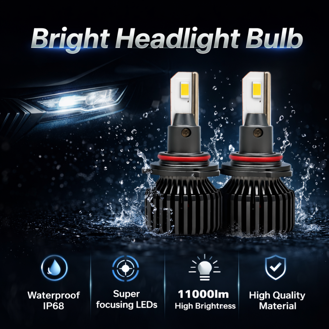 Motogear White 111 Watt 9006 Fitting LED Headlight Bulb | Waterproof & Dustproof | Universal For Car & Bike (Pack of 2)