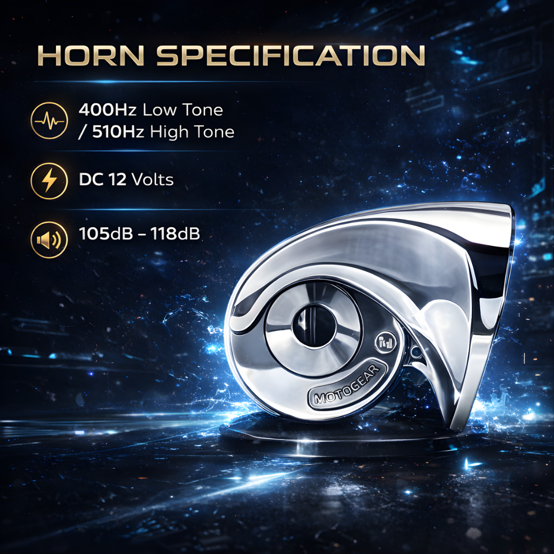 MOTOGEAR Chrome Blast Thunder 400Hz/510Hz Dual Tone Trumpet Horn