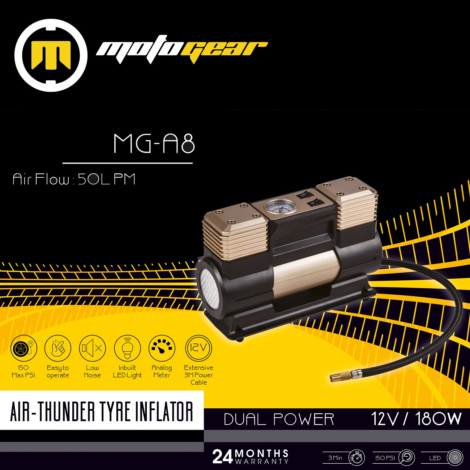 MOTOGEAR A8 150 PSI Digital Tire Inflator