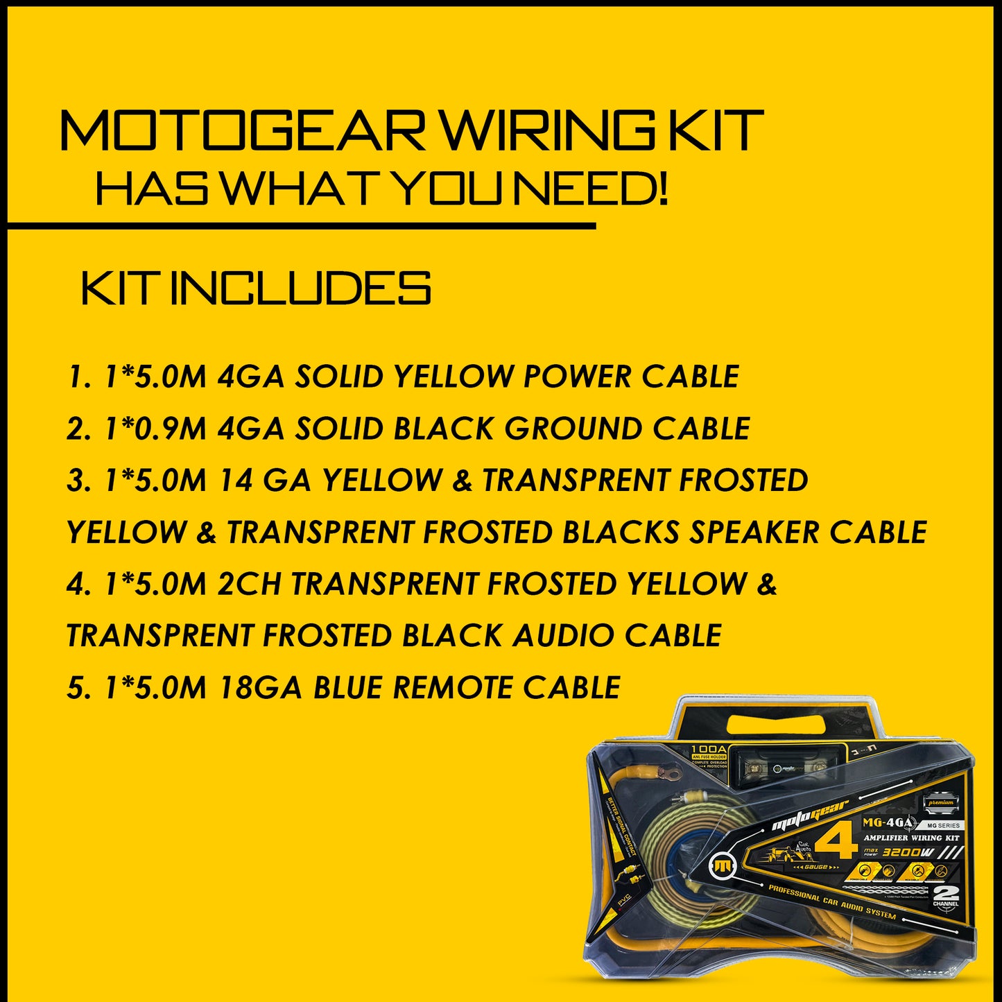 THE AMPLIFIER WIRING KIT MG-4GA 3200 WATTS