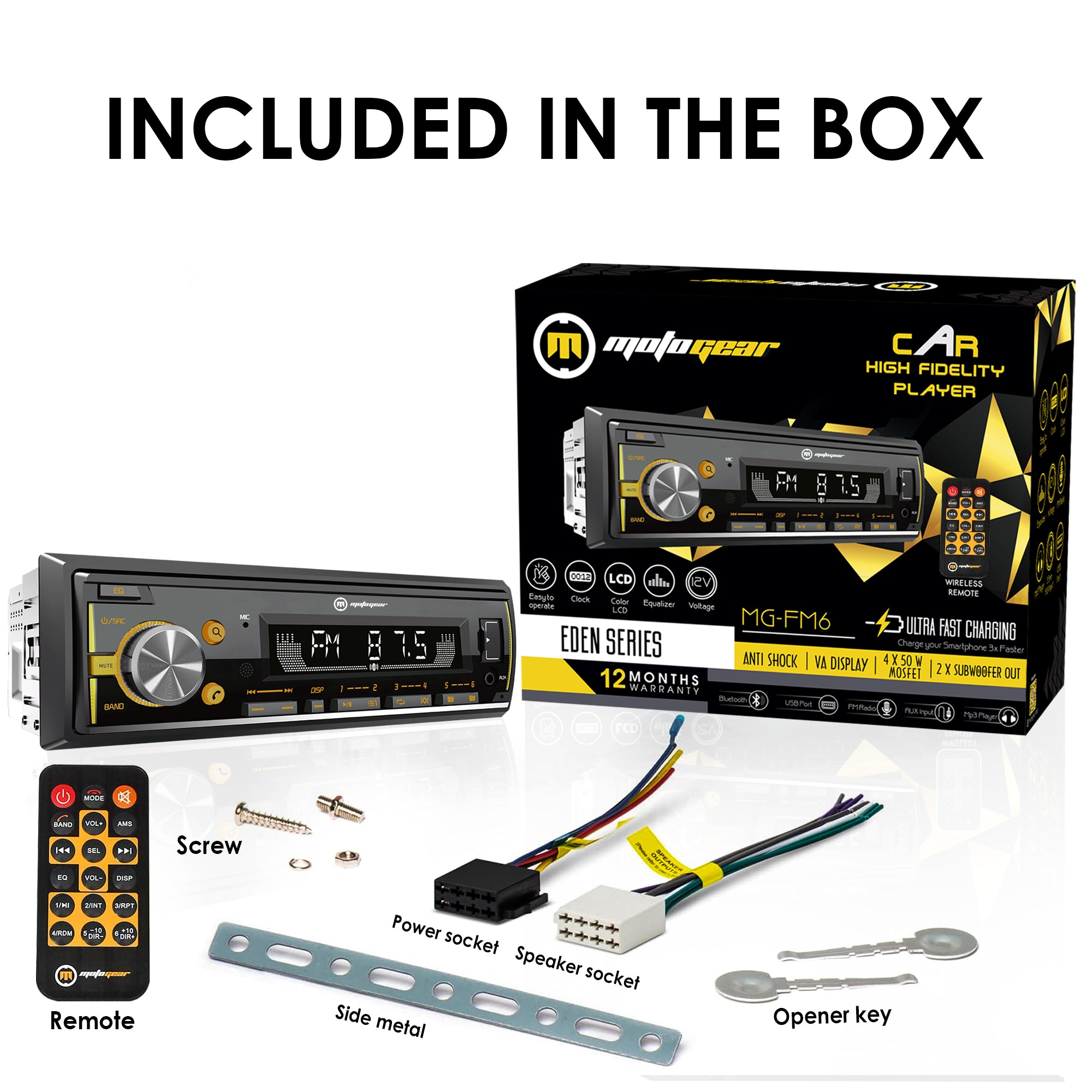 MOTOGEAR FM-6 4x50W MOSFET Car FM Stereo Player