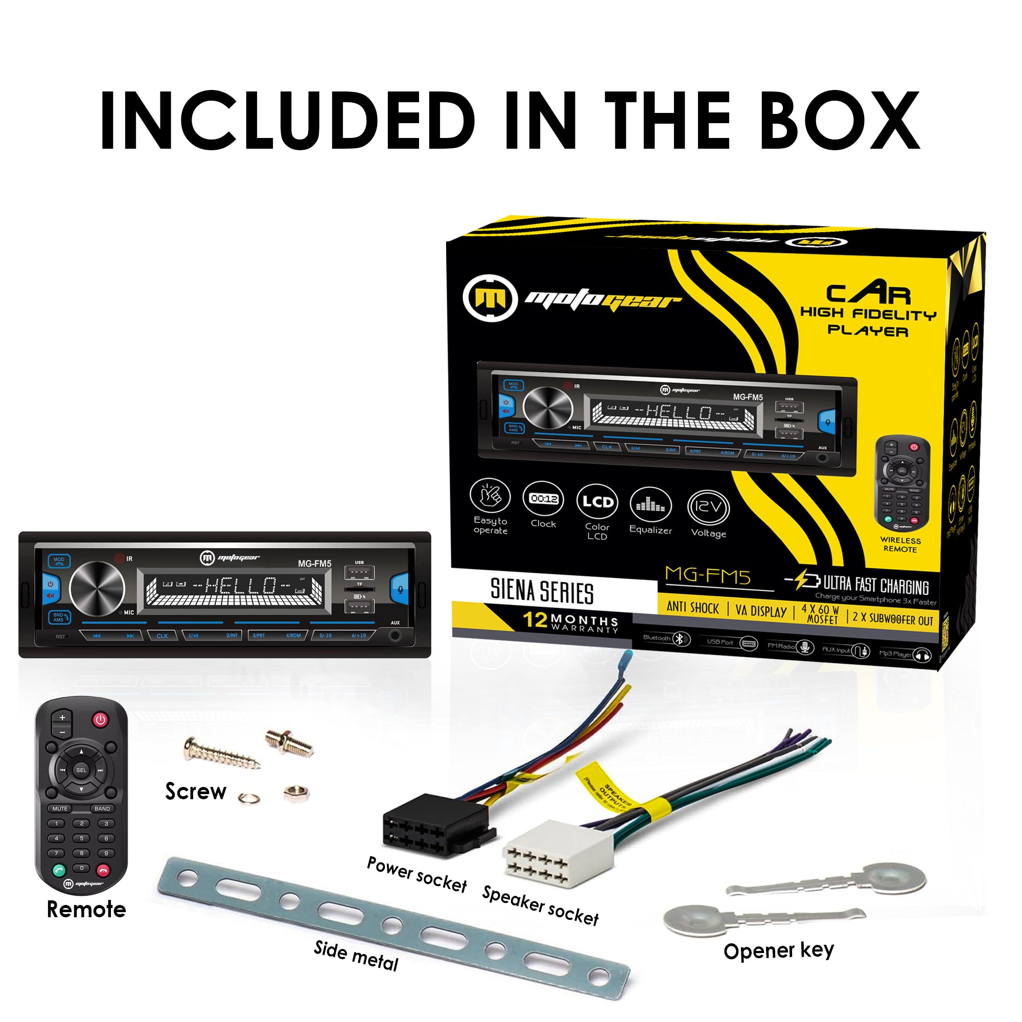 THE SIENA SERIES CAR FM STEREO AND USB PLAYER MG-FM 5