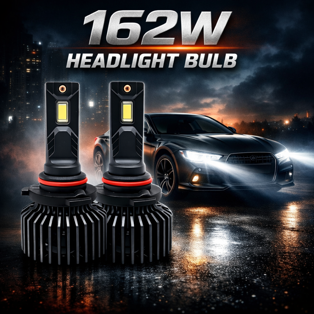 Motogear White 162 Watt 9005 Fitting LED Headlight Bulb | Waterproof & Dustproof | Universal For Car & Bike (Pack of 2)