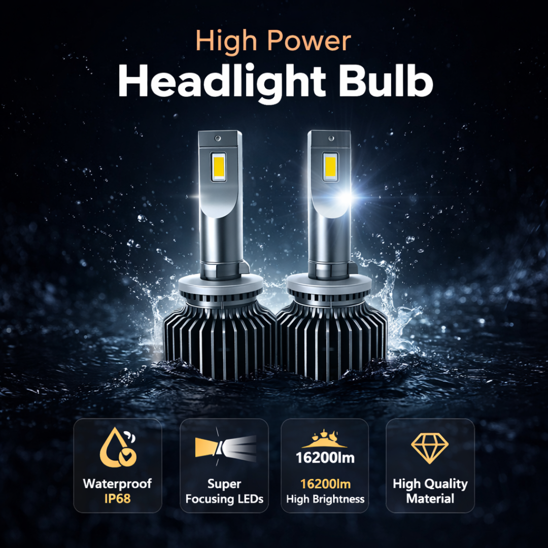 Motogear White 162 Watt H27/880 Fitting LED Headlight Bulb | Waterproof & Dustproof | Universal For Car & Bike (Pack of 2)