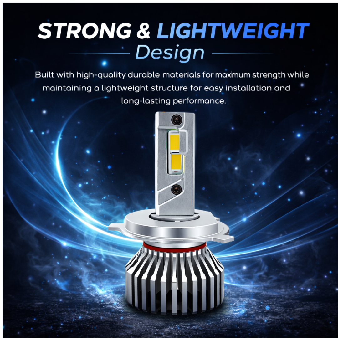 MotoGear White 199 Watt H4 Fitting LED Headlight Bulb | Waterproof & Dustproof | Universal For Car & Bike (Pack of 2)