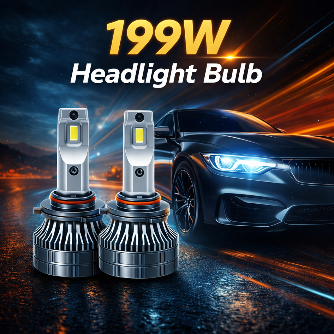 MotoGear White 199 Watt 9005 Fitting LED Headlight Bulb | Waterproof & Dustproof | Universal For Car & Bike (Pack of 2)