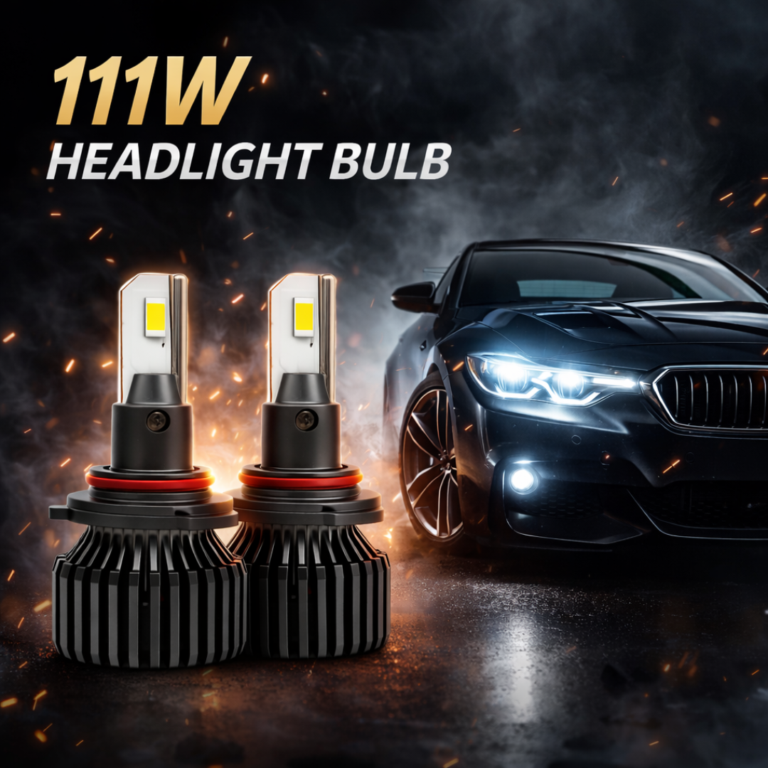 Motogear White 111 Watt 9006 Fitting LED Headlight Bulb | Waterproof & Dustproof | Universal For Car & Bike (Pack of 2)