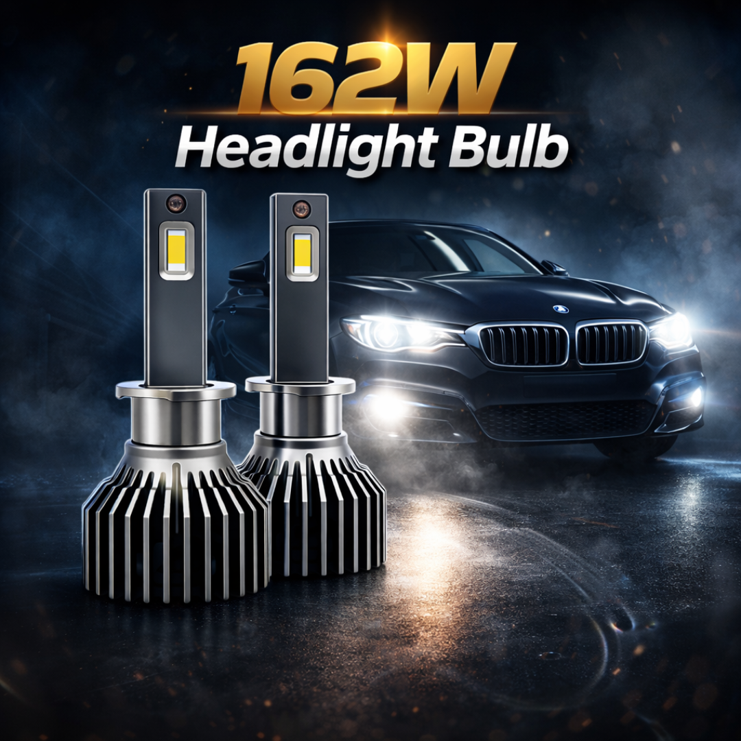 Motogear White 162 Watt H1 Fitting LED Headlight Bulb | Waterproof & Dustproof | Universal For Car & Bike (Pack of 2)