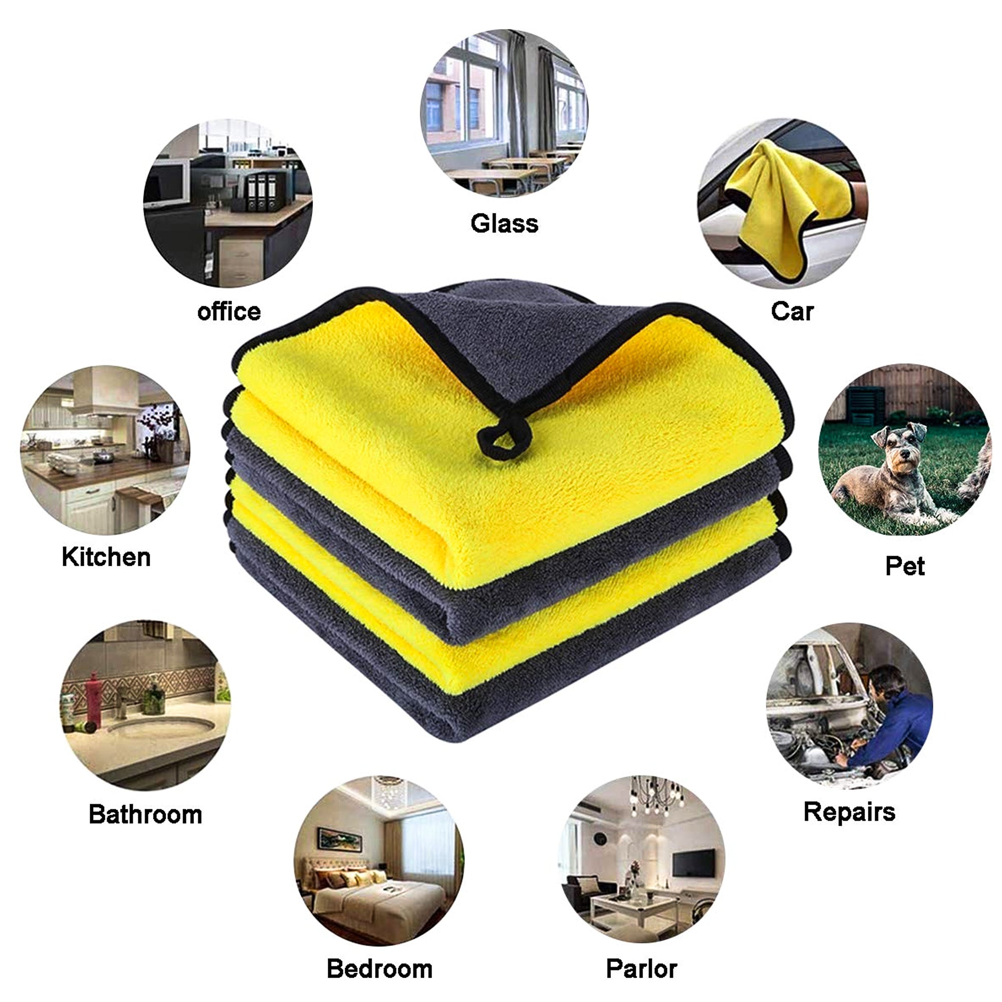 MOTOGEAR Yellow 40 x 40 CM Microfiber Cleaning Towel