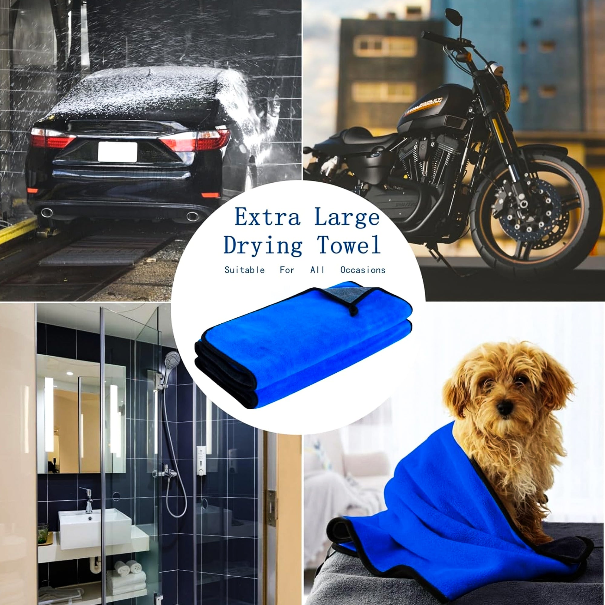 MOTOGEAR Premium Microfiber Cleaning Towel | 40 x 60 CM | Ultra Soft & High Absorbency Cloth | Scratch-Free Cleaning for Car, Glass & Home Surfaces