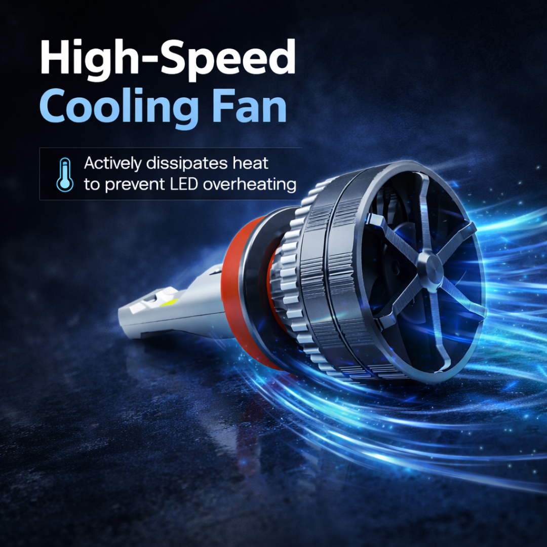 MotoGear White 199 Watt H8/H9/H11 Fitting LED Headlight Bulb | Waterproof & Dustproof | Universal For Car & Bike (Pack of 2)
