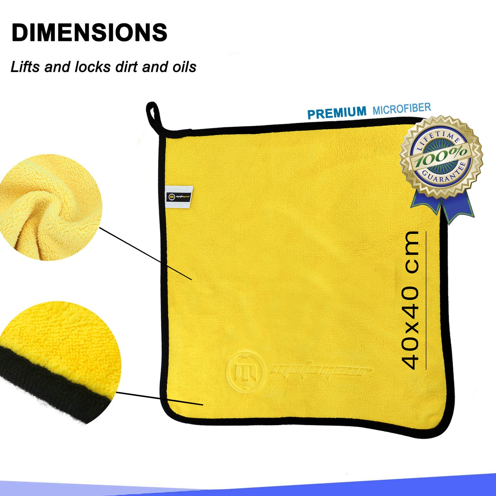 MOTOGEAR Yellow 40 x 40 CM Microfiber Cleaning Towel